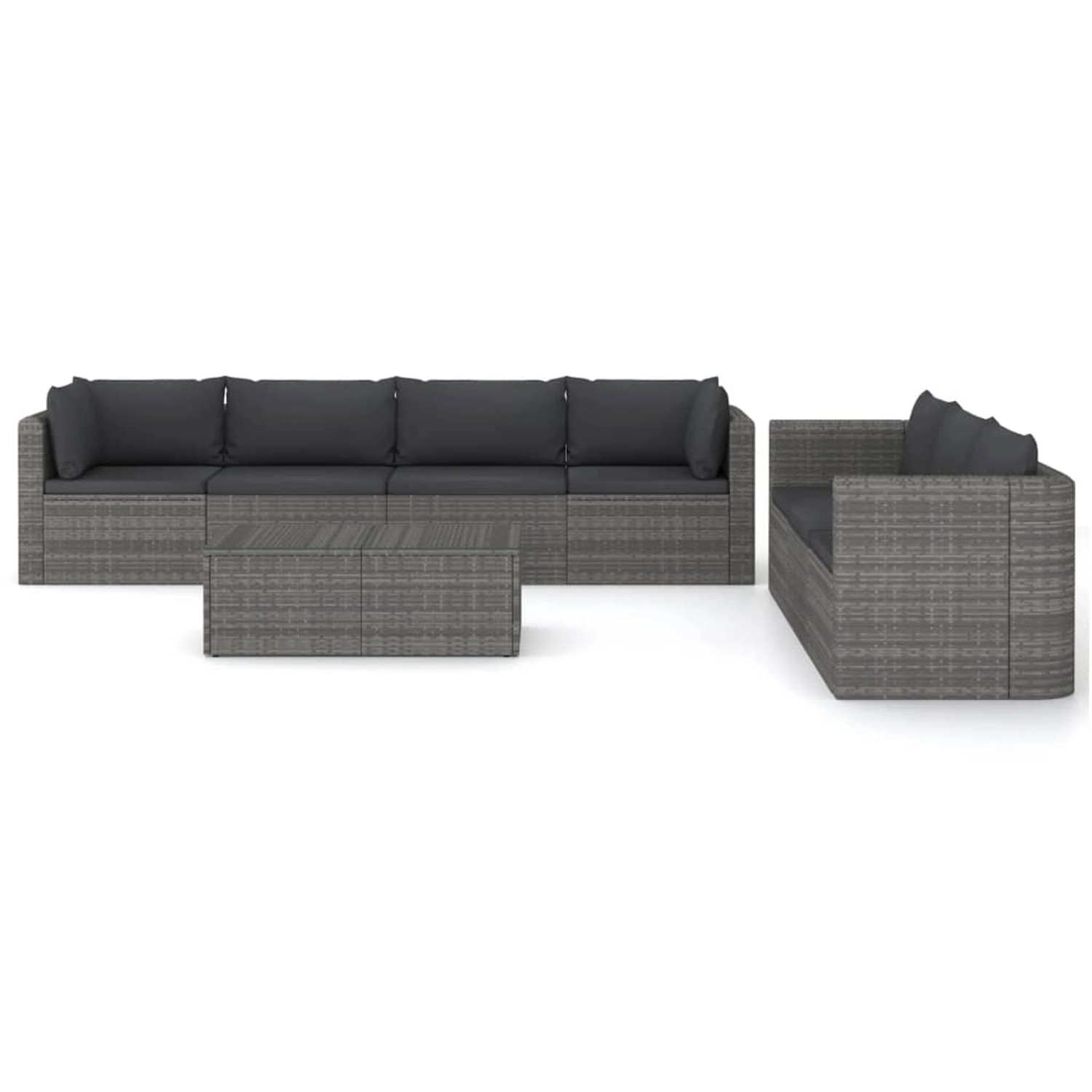 8-tlg. Garten-lounge-set Mit Kissen Poly Rattan Grau günstig online kaufen