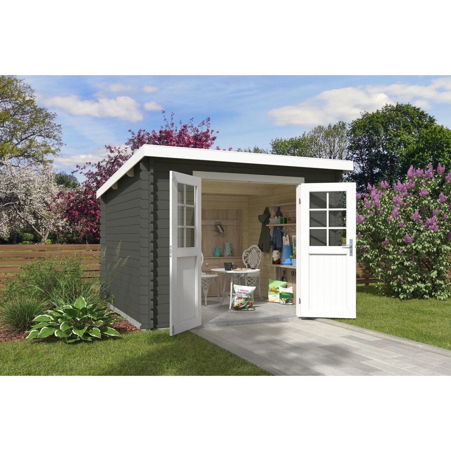 Lasita Gartenhaus San Jose 275 Grau-Grün 275 cm x 275 cm