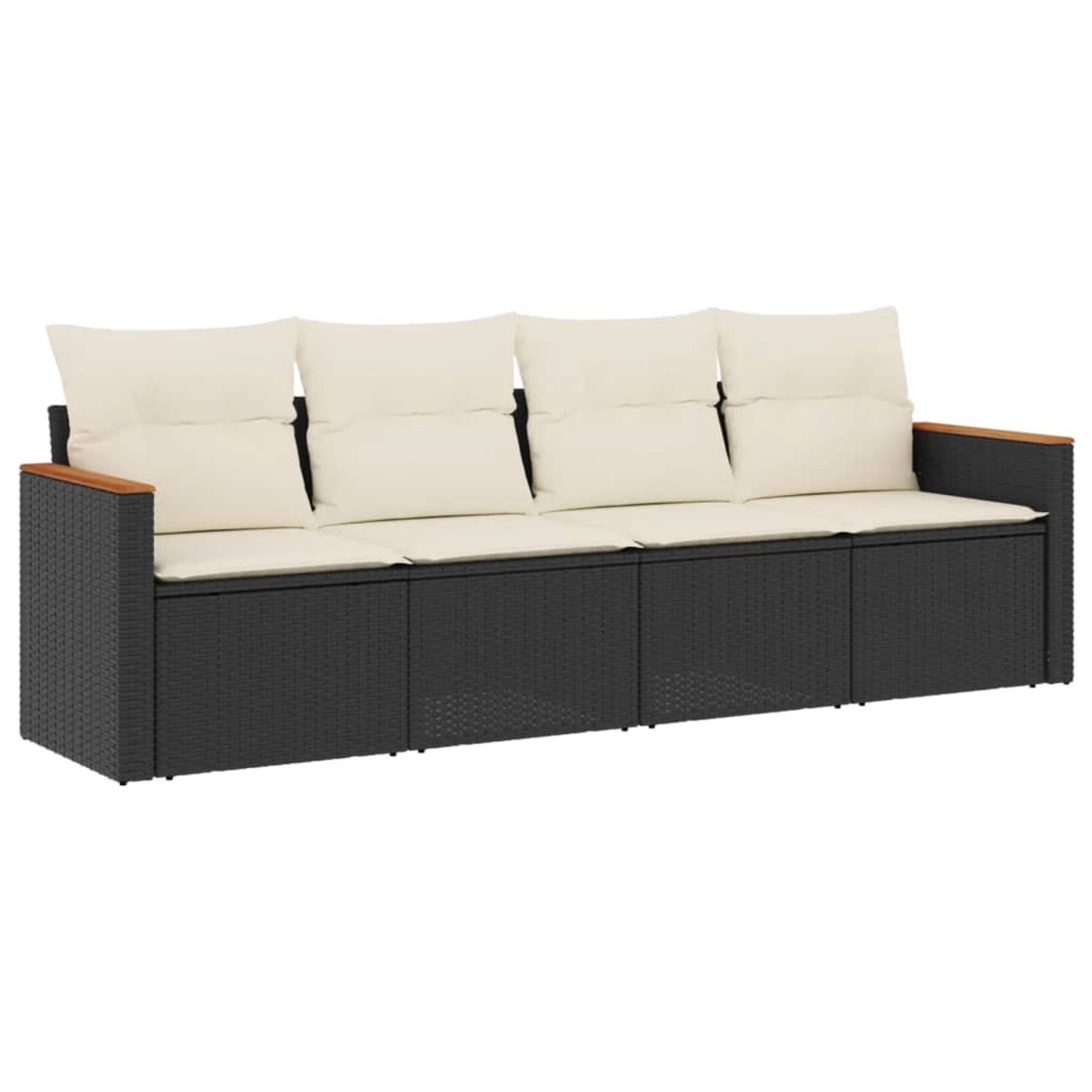 vidaXL 4-Tlg Garten-Sofagarnitur mit Kissen Schwarz Poly Rattan 3225769 günstig online kaufen