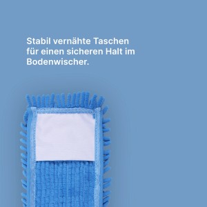 Blauer Bestlivings Bodenwischer Ersatzbezug aus Mikrovelour Chenille, 4er-Pack.