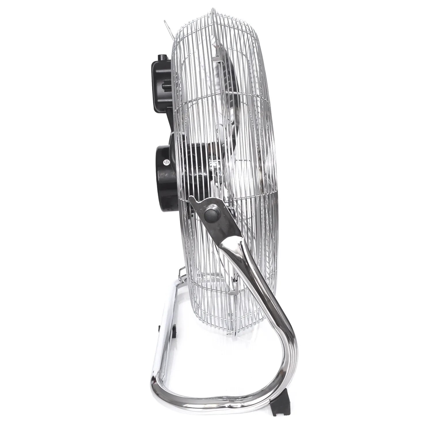 TroniTechnik Bodenventilator Windmaschine, 100W, ⌀45cm, drei Geschwindigkeitsstufen, silberfarben.