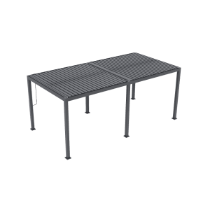 Große anthrazitfarbene Pergola 3x6m mit verstellbarem Lamellendach für Garten & Terrasse. Robuster Aluminiumrahmen.