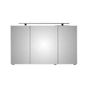 Pelipal Spiegelschrank Quantum 07, Eiche Ribbeck Quer, 120 cm mit LED-Leuchte und drei Spiegeltüren.