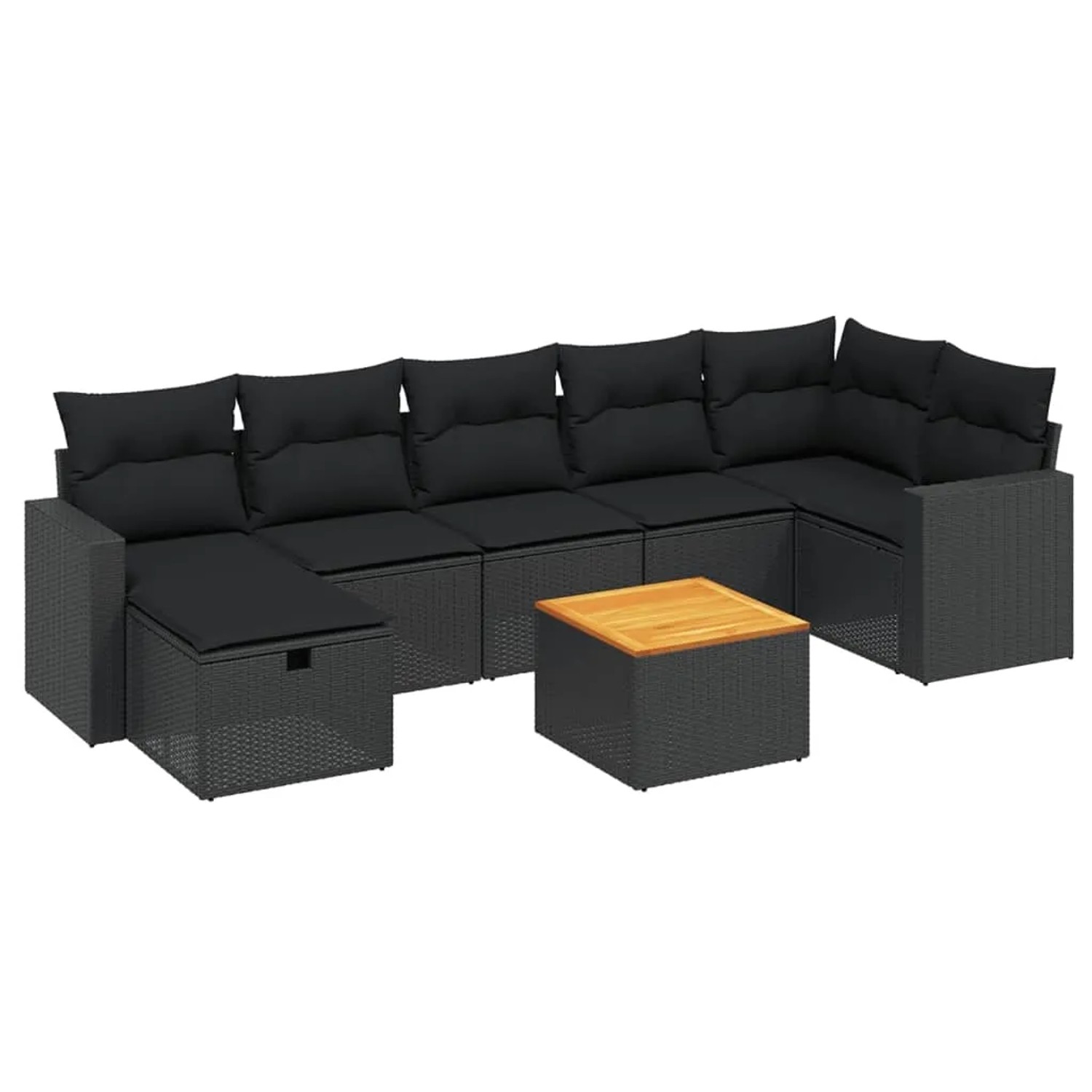 vidaXL 8-Tlg Garten-Sofagarnitur mit Kissen Schwarz Poly Rattan 3264842