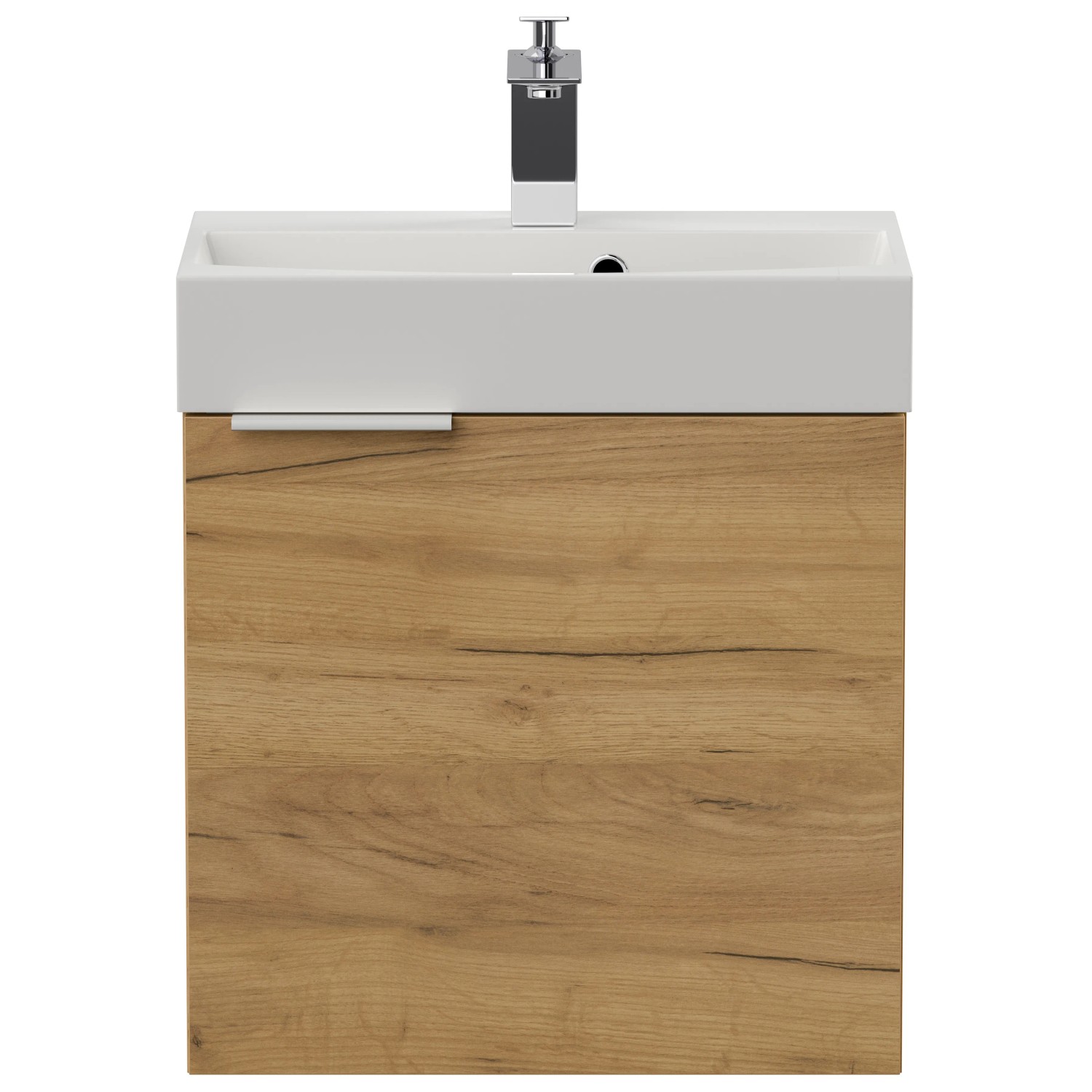 Posseik Badmöbel Cubi Slimline, 50 cm, Eiche Gold, mit Waschbecken für Gäste-WC.