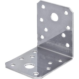 Gleichschenkliger Winkelverbinder aus Edelstahl, 70x70x55mm, mit Löchern zur einfachen Montage.