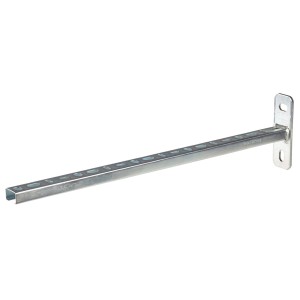 Dalsys Schienenkonsole 50cm, Stahl verzinkt, silberner Wandausleger mit Löchern.