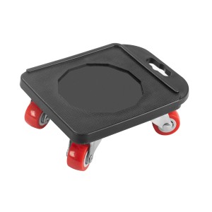 STAHLWERK Möbelroller: Schwarzer Transportroller mit roten Rollen für Möbeltransporte.