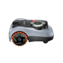 Segway Navimow i210E LiDAR Mähroboter, grau-schwarz, mit orangefarbenem Rad. Kabellose Rasenpflege bis 1.000 m².