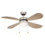 AIRERYDER Deckenventilator Classic, 105 cm, Nickel/Kiefer, mit Licht und Zugschaltern.