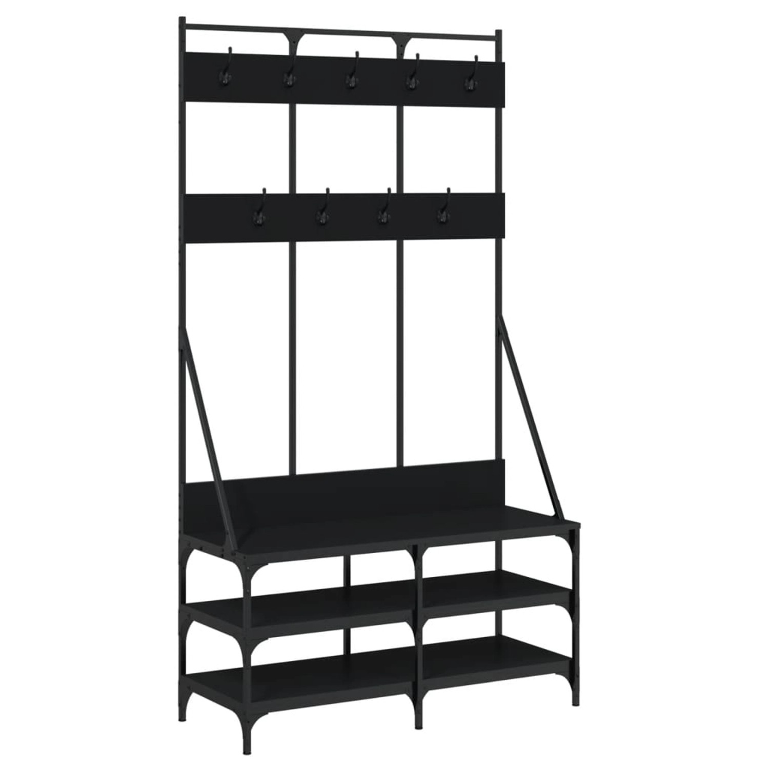 vidaXL Kleiderständer mit Schuhablage Schwarz 100x40x184 cm 837837