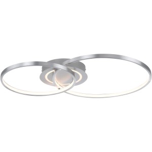 Moderne LED-Deckenleuchte Asmina von Just Light aus Aluminium, 69x55 cm, mit verschlungenen Ringen.