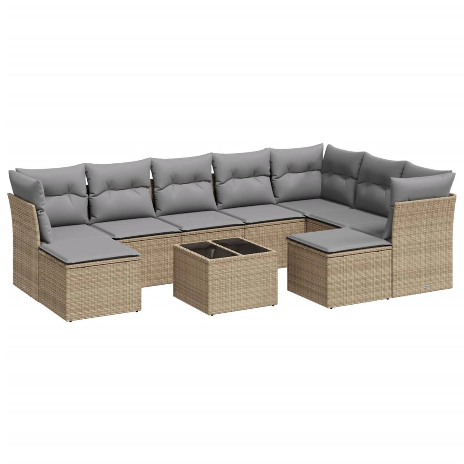 vidaXL 10-Tlg Garten-Sofagarnitur mit Kissen Beige Poly Rattan 3218579 günstig online kaufen