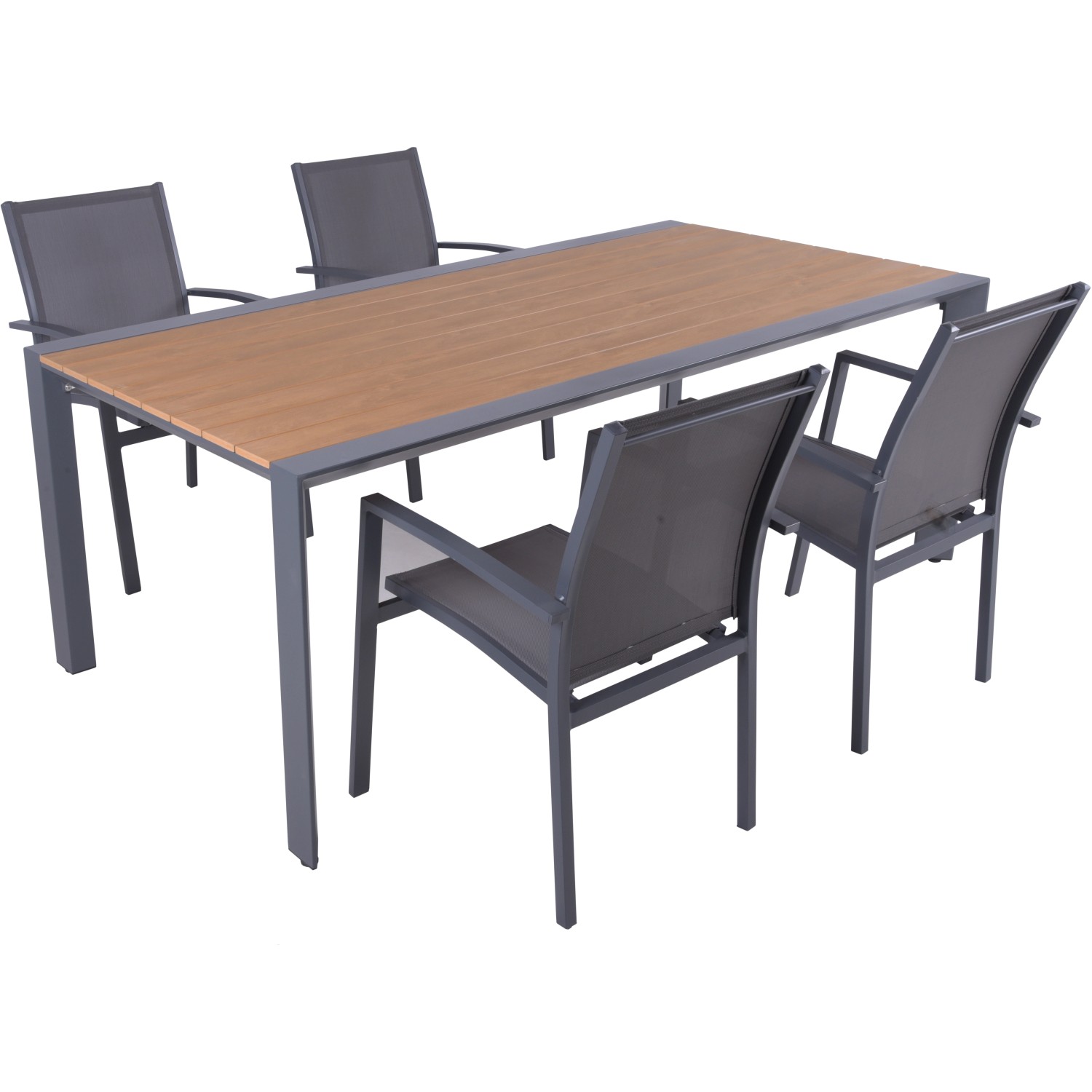 Garden Pleasure Gartenmöbel-Set Silea/Elena 5-teilig Anthrazit