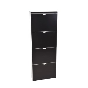 Schwarzer DELUKE Schuhkipper EDDI mit 4 Kippladen aus Holz, 138x51x16cm.