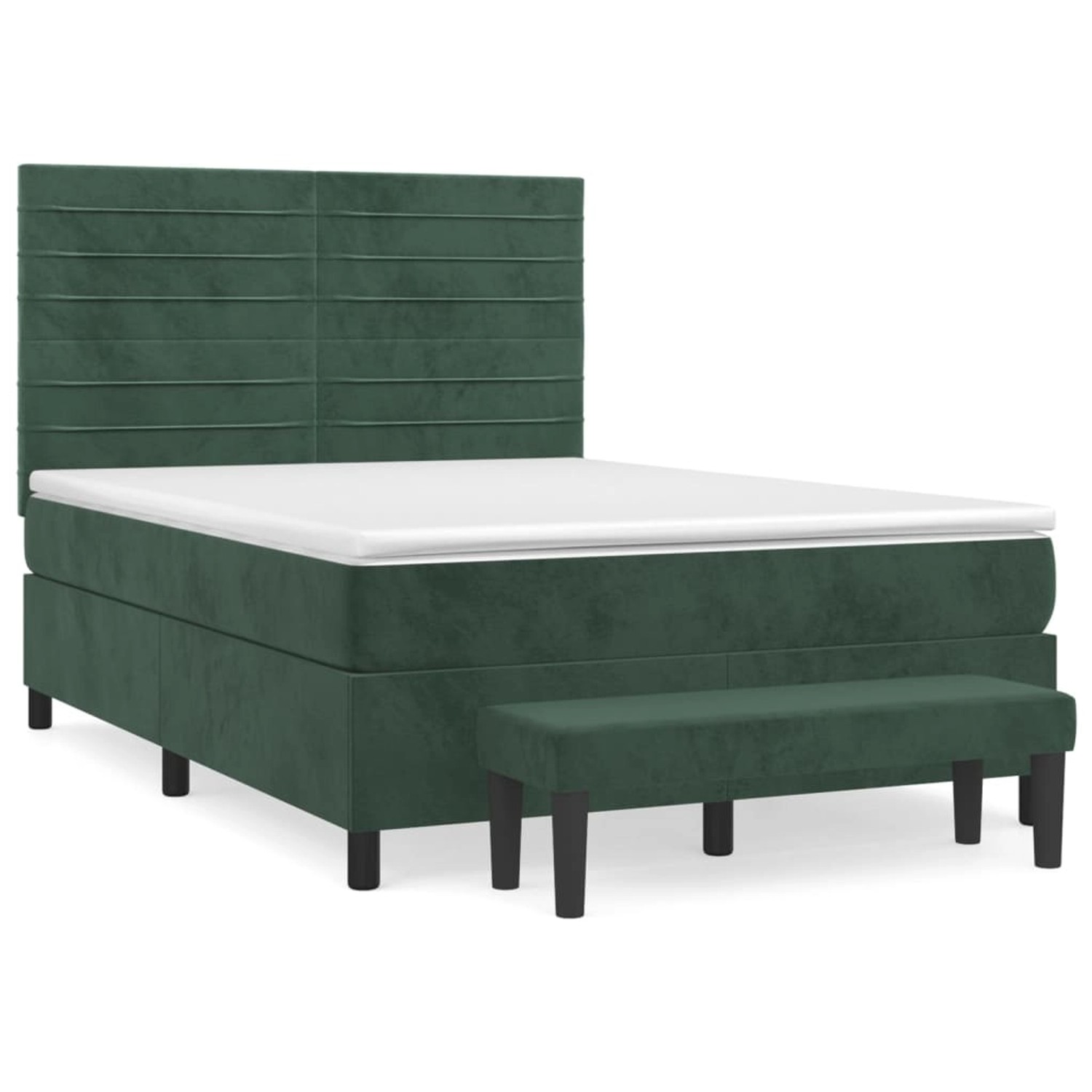 vidaXL Boxspringbett mit Matratze Dunkelgrün 140x200 cm Samt 3137908 günstig online kaufen