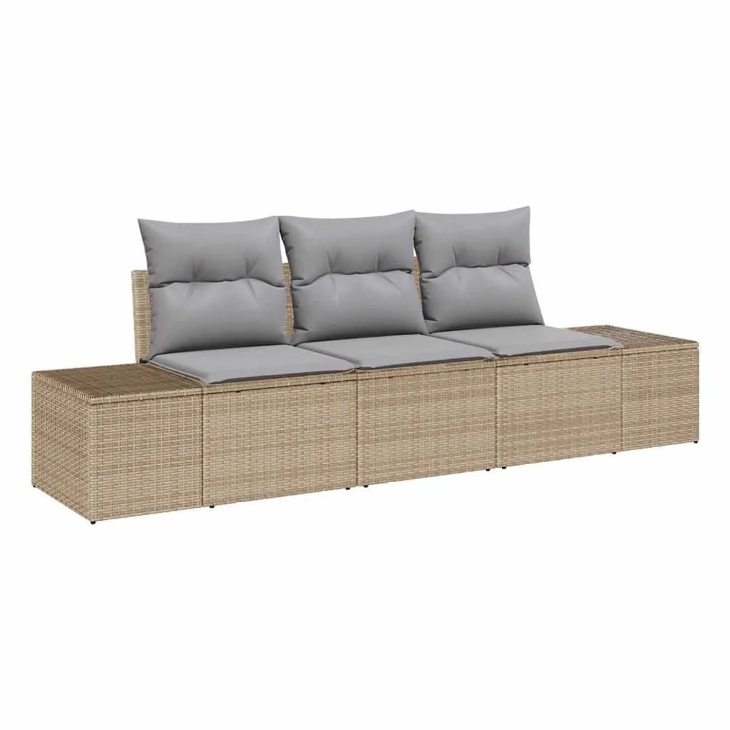 vidaXL Gartensofa-set 3-Tlg Beige und Hellgrau Poly-Rattan 3355589 günstig online kaufen