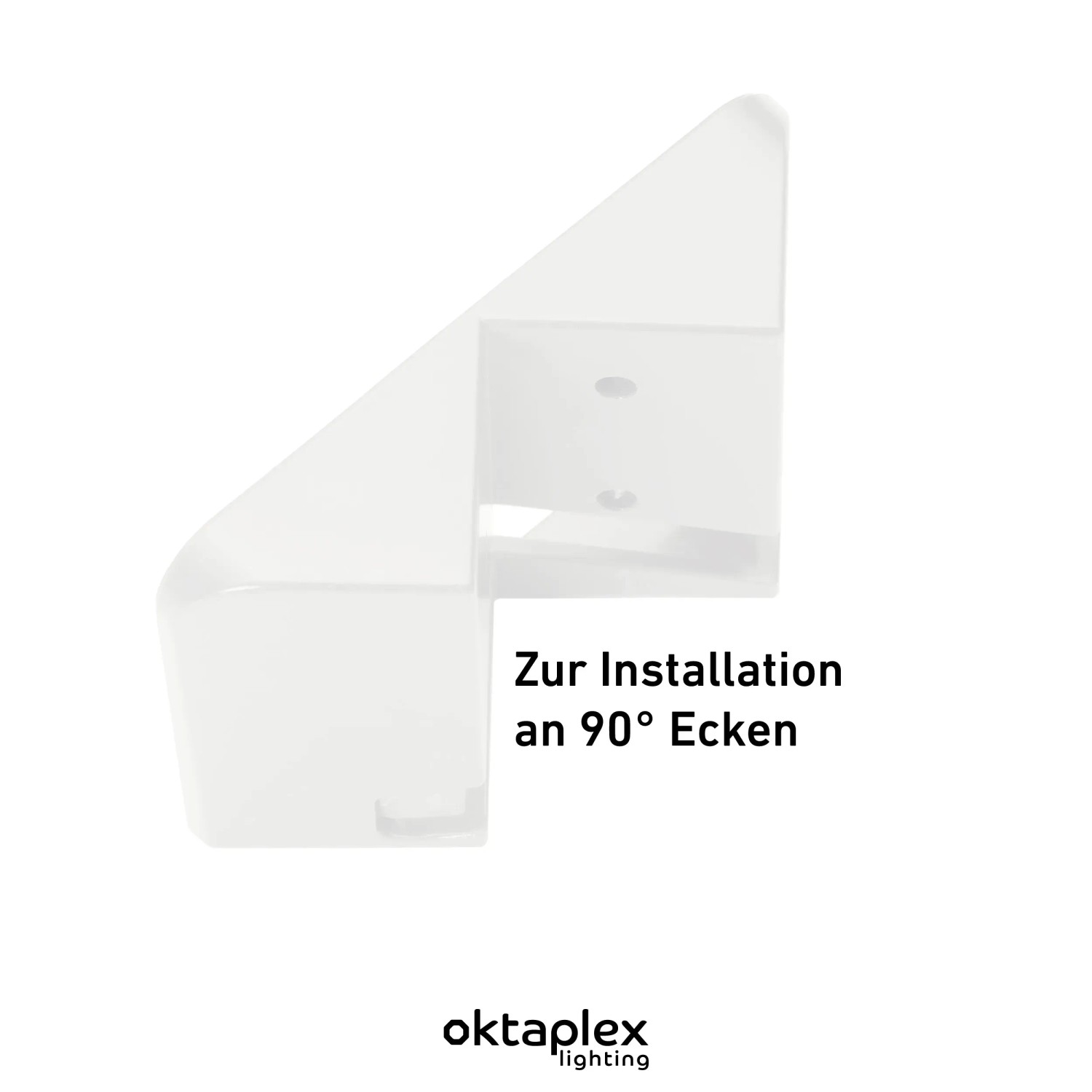 Weißer Oktaplex Eckwandhalter für Cali und Cali Dos zur Eckmontage von Lampen & Leuchten.
