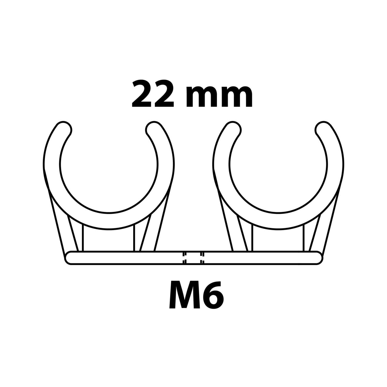 Kirchhoff Doppel-Rohrclip, Ø 22 mm, mit M6 Gewindehülse, weiß, zur Befestigung von zwei Rohren.
