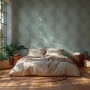 Schlafzimmer mit grüner A.S. Creation Vliestapete Floral Blätter Design.