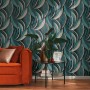 A.S. Creation Vliestapete mit floralem Blätter-Design in Blau-Grau für moderne Wohnräume.