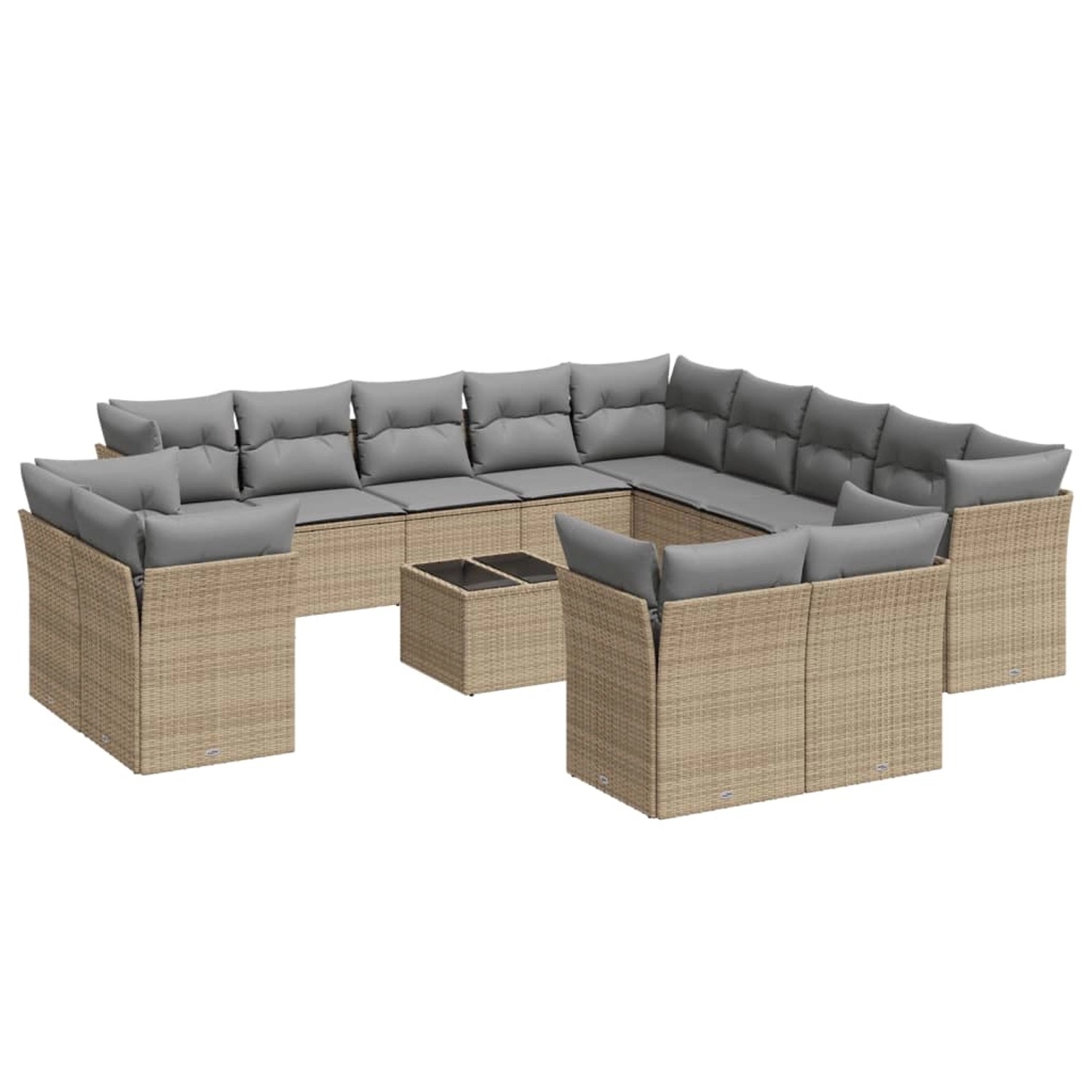 vidaXL 14-Tlg Garten-Sofagarnitur mit Kissen Beige Poly Rattan 3218559 günstig online kaufen