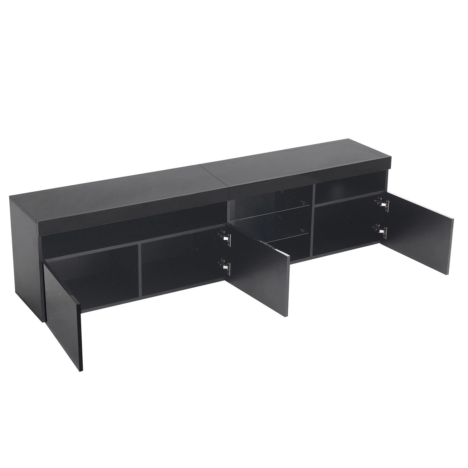 okwish TV Schrank mit LED Beleuchtung für Wohnzimmer 180x35x48cm Schwarz