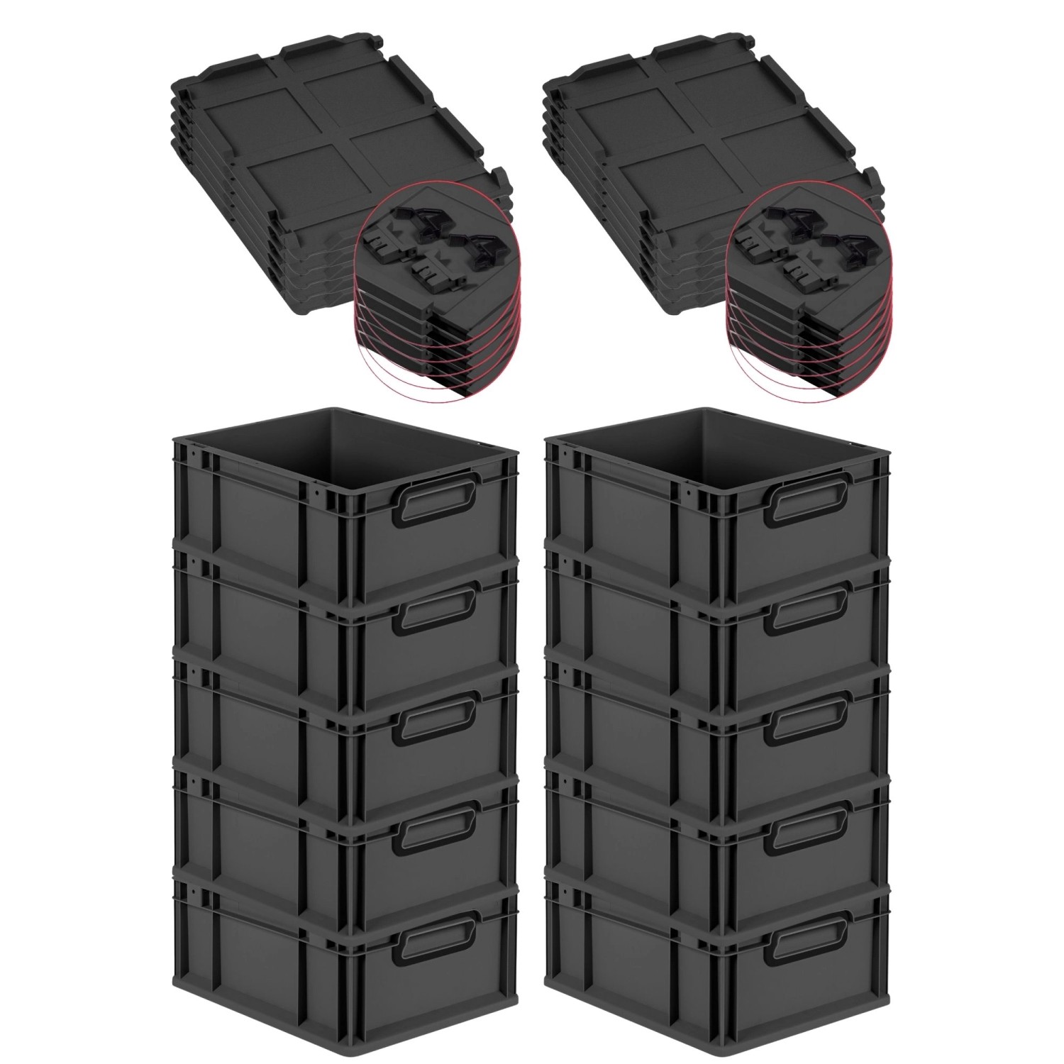 PROREGAL SuperSparSet 10x Eurobox Nextgen Color Mit Scharnierdeckel HxBxT 1 günstig online kaufen