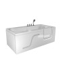 Weiße AquaVapore Seniorenwanne mit Tür, 150x75 cm, Handbrause. Rechteck-Badewanne für komfortables Baden.