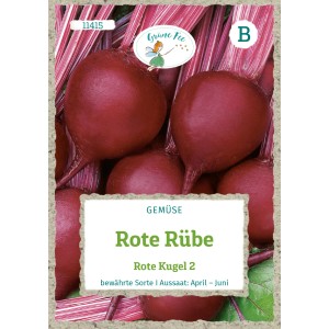 Saatgutpackung Grüne Fee Rote Rübe Rote Kugel 2, runde, rote Bete für ca. 70 Pflanzen.