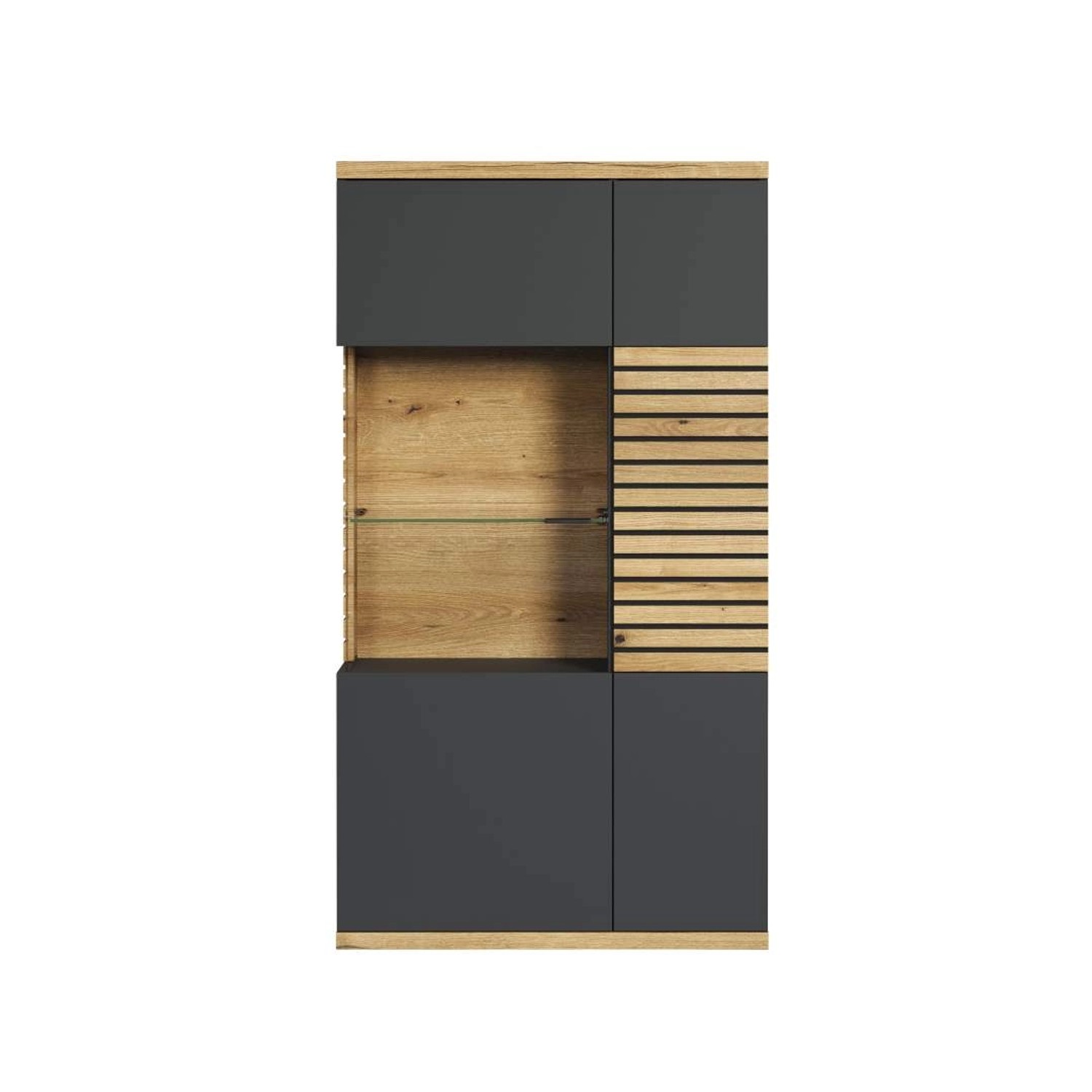ebuy24 Norris Vitrinenschrank Grau Eiche Dekor günstig online kaufen
