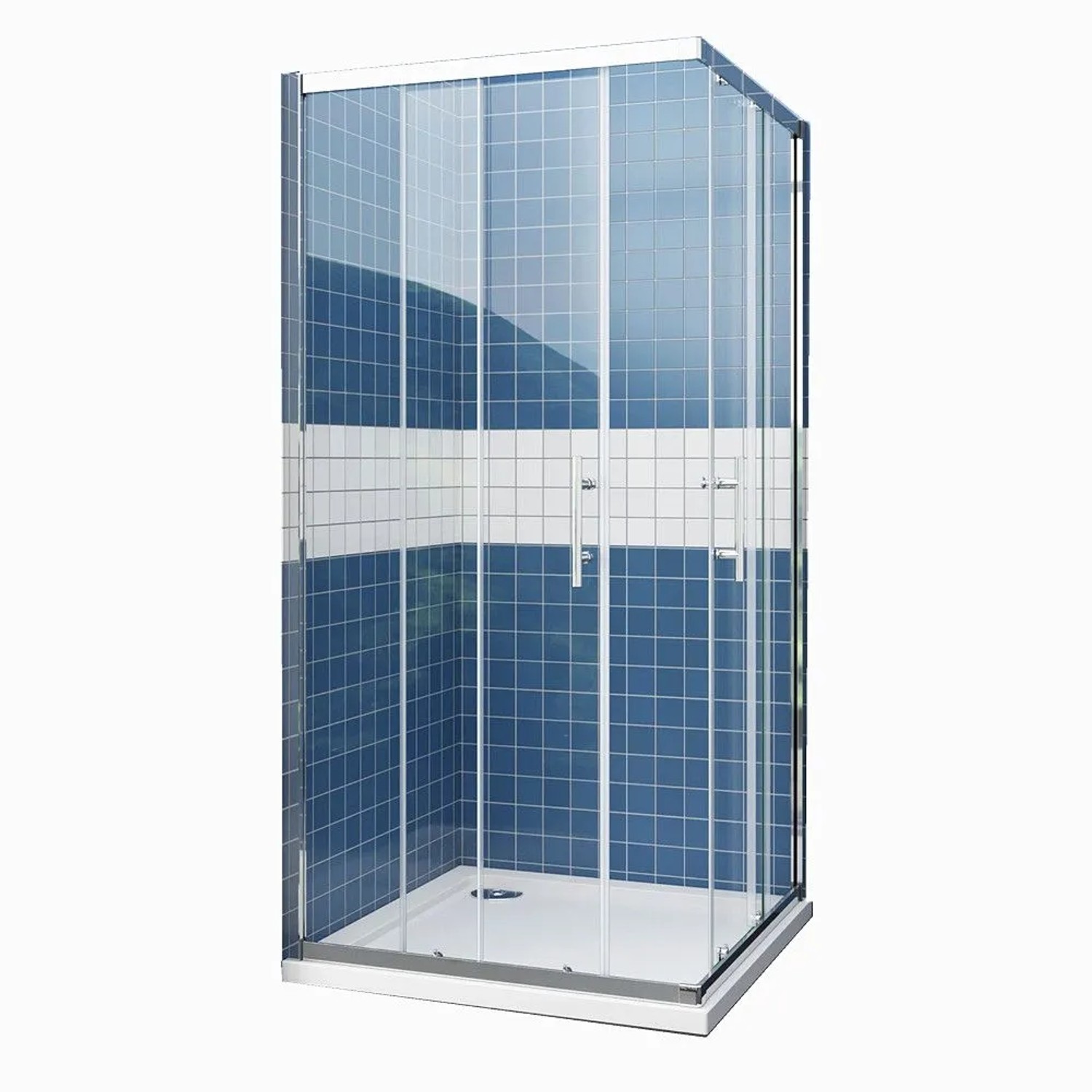 Duschparadies Duschkabinen 76 x 76 x 195cm Schiebetür Eckeinstieg 6mm ESG Nano Sicherheitsglas Duschabtrennung Eckdusche Chrom Glänzend