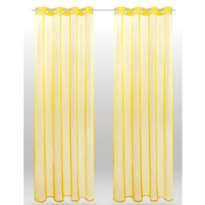 2er-Pack gelbe Voile-Gardinen Noella mit Ösen, 140x175 cm, für Wohn- und Schlafzimmer.