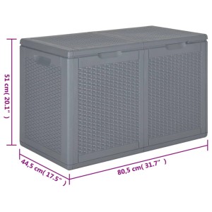 Graue furnicato Gartenbox aus PP Rattan mit 180L Fassungsvermögen.