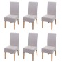 6er-Set Polsterstühle Crotone in Creme Beige mit hellen Holzbeinen.
