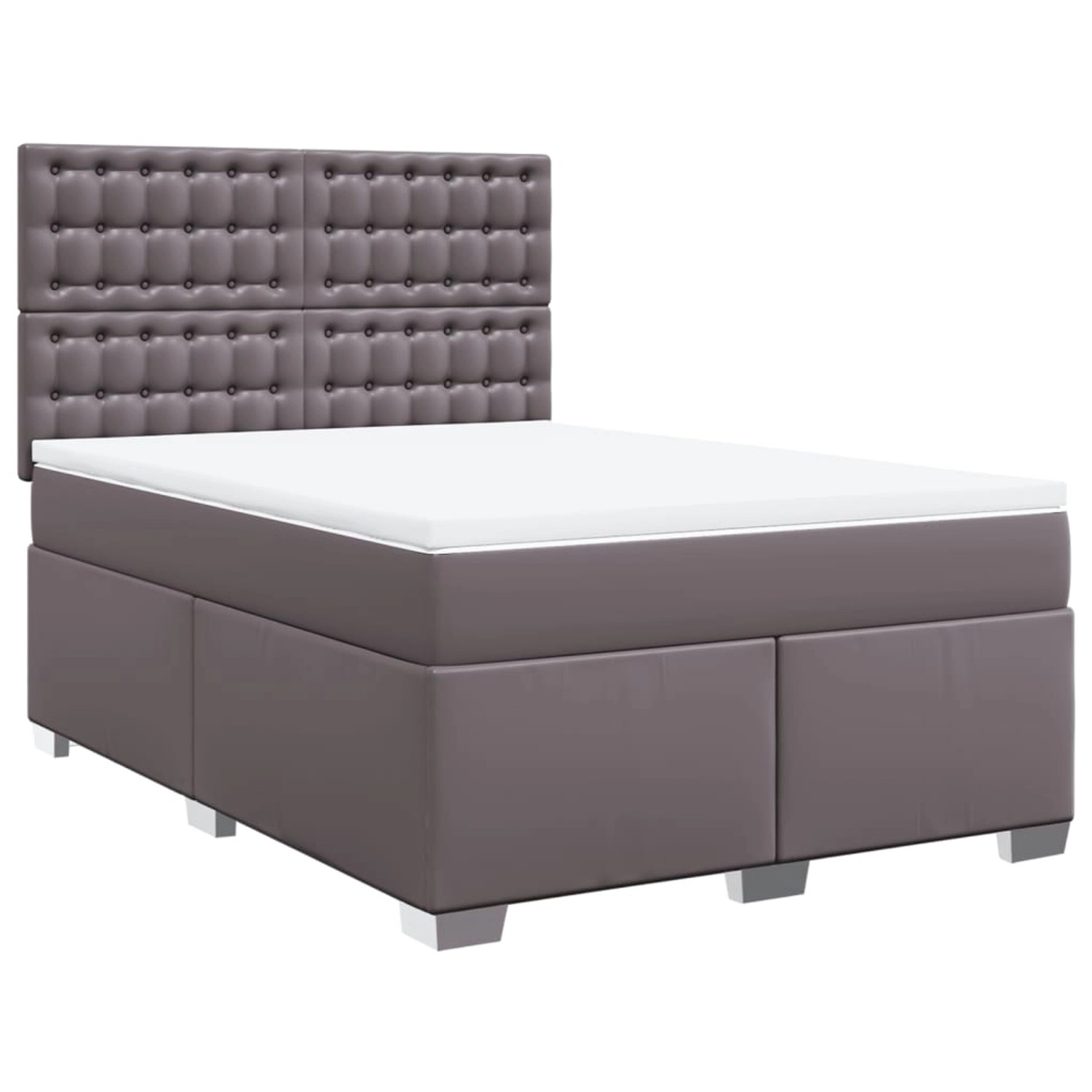 vidaXL Boxspringbett mit Matratze Grau 140x190 cm Kunstleder 3290722 günstig online kaufen