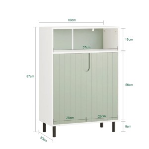 SoBuy Badkommode BZR138-GR, weiß/grün, mit offenem Fach und Schranktüren. Ideal für Badmöbel-Sets.