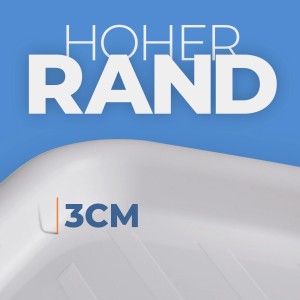 Detailaufnahme: Weißes ProHome Serviertablett mit 3 cm hohem Rand.