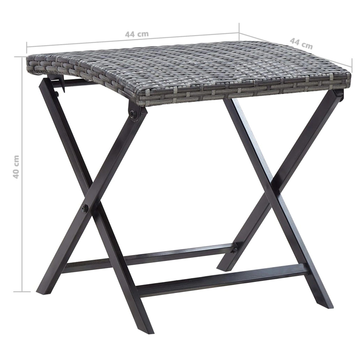 Grauer vidaXL Klapphocker aus Poly Rattan, ideal als Sitzhocker oder Beistelltisch.