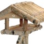 dobar Vogelfutterhaus Birke mit Reetdach und Ständer, naturbelassen.
