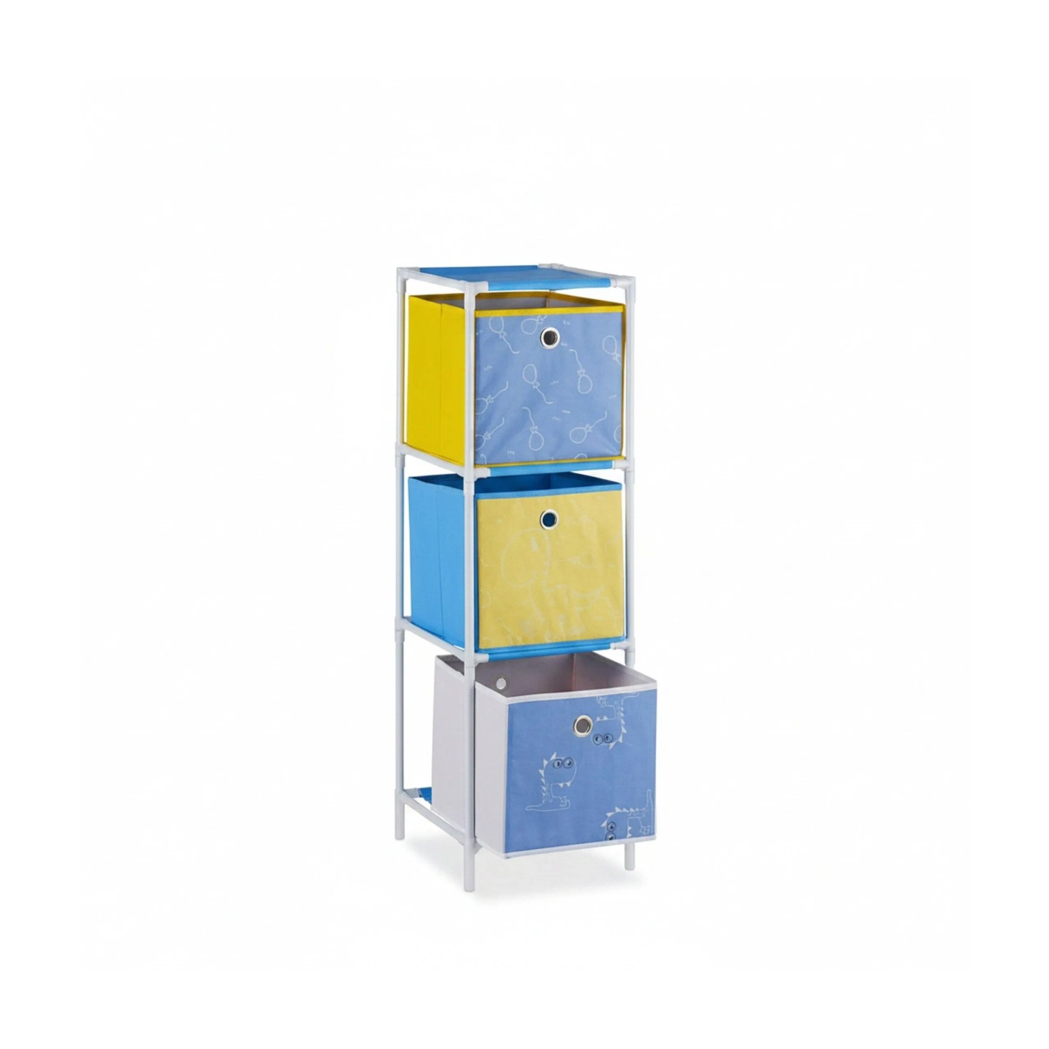 Relaxdays Kinderregal Vliesstoff Eisen Kunststoff Mehrfarbig mit 3 Boxen 89 cm x 27,5 cm x 30 cm 1,6 kg