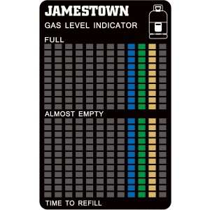 Jamestown Gasfüllstandsanzeige für Gasflaschen, magnetisch und wiederverwendbar.