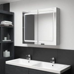 vidaXL LED-Spiegelschrank fürs Bad Betongrau 80x12x68 cm 326511