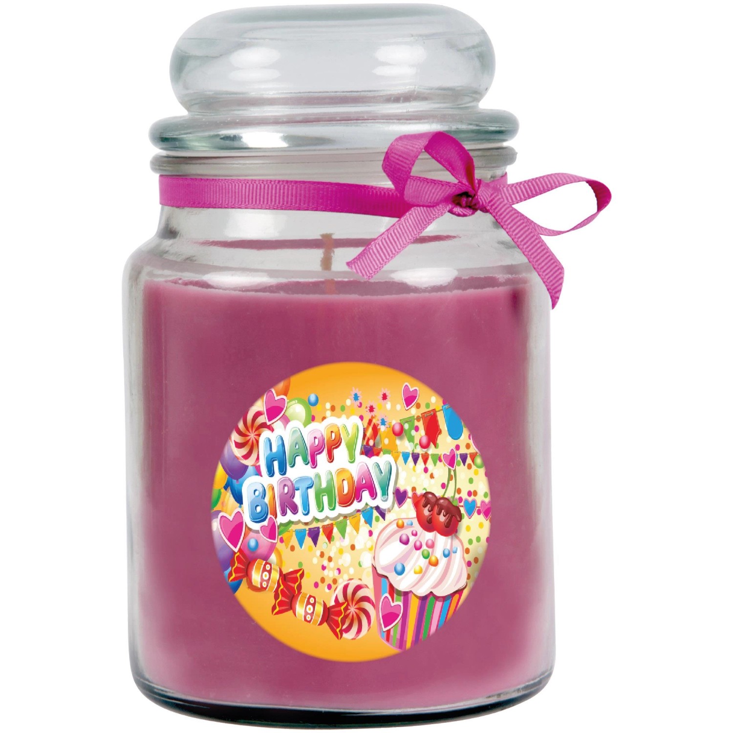 HS Candle Duftkerze & Glas Happy Birthday Bonbon Lavendel Cupcake günstig online kaufen