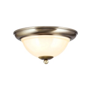 Orion Deckenleuchte Old Lamp Champagne mit champagnerfarbenem Glas und Patina-Finish.