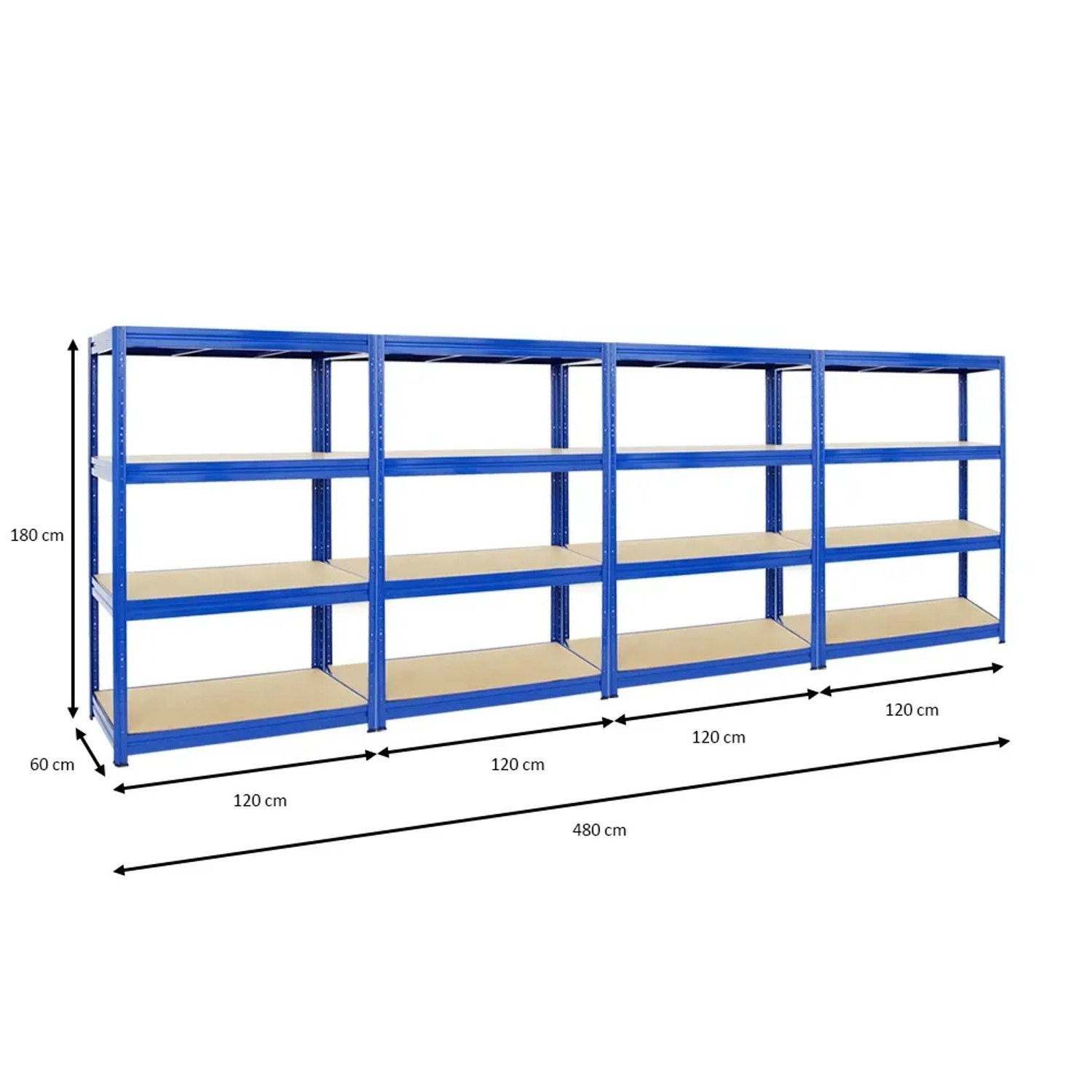 Établi Dino Réglable En Hauteur - 90x120x60 Cm, Charge 600kg/étagère, Bleu, Fabrication UE