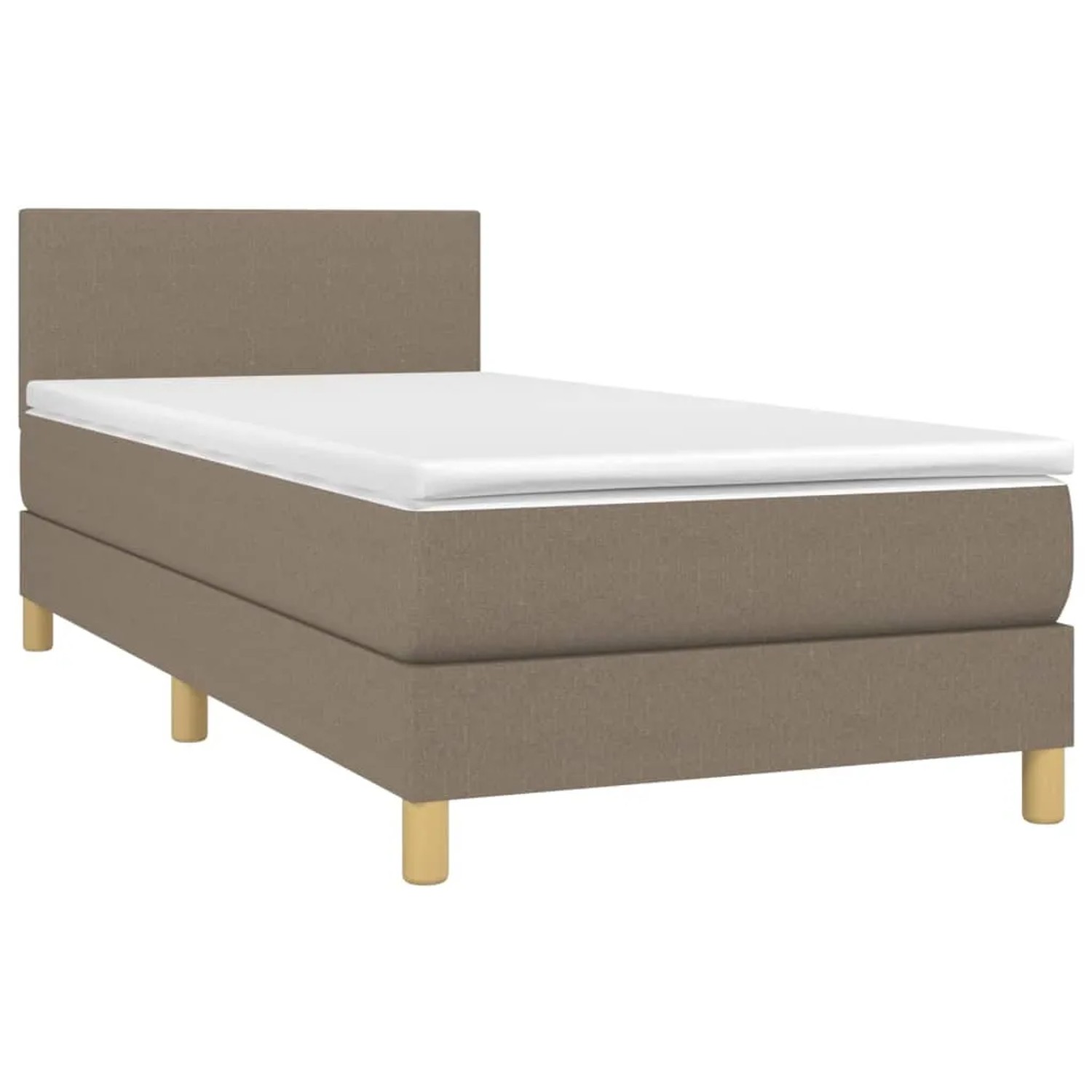 Taupes Boxspringbett 80x200 cm mit Matratze und Kopfteil.