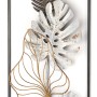 Kobolo Wandbild MONSTERA, Metallbild mit Blättern in Schwarz und Gold, 29x74 cm.