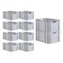 PROREGAL Spar Set: 10 graue Euroboxen mit Deckel, 60x40x32cm, 65L, für Lagerung und Transport.