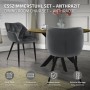 ML-Design Esszimmerstühle Anthrazit: Set aus gepolsterten Samtstühlen mit schwarzen Metallbeinen am Holztisch.